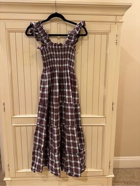 Hill House home Burgundy Plaid Ruffle-Strap Sundress